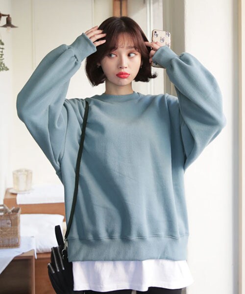 DHOLIC（ディーホリック）の「裏起毛レイヤードヘムスウェット（スウェット・レディース・ピンク/ブルー/ブラック・FREE）」の3枚目の写真