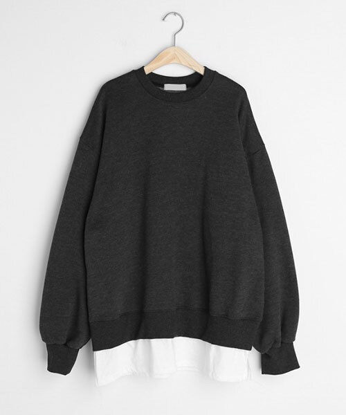 DHOLIC（ディーホリック）の「裏起毛レイヤードヘムスウェット（スウェット・レディース・ピンク/ブルー/ブラック・FREE）」の2枚目の写真