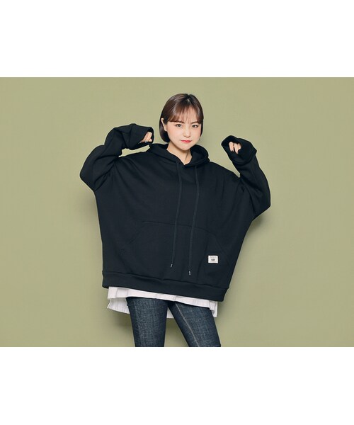 HOTPING（ホッピン）の「オーバーサイズ裏起毛無地パーカー（その他トップス・レディース・ピンク/ブラック/ディープパープル/ベージュ/グレー・フリーサイズ(XS-XXL)）」の2枚目の写真