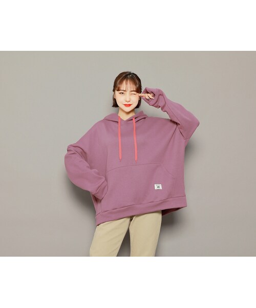 HOTPING（ホッピン）の「オーバーサイズ裏起毛無地パーカー（その他トップス・レディース・ピンク/ブラック/ディープパープル/ベージュ/グレー・フリーサイズ(XS-XXL)）」の5枚目の写真