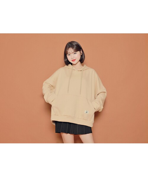 HOTPING（ホッピン）の「オーバーサイズ裏起毛無地パーカー（その他トップス・レディース・ピンク/ブラック/ディープパープル/ベージュ/グレー・フリーサイズ(XS-XXL)）」の4枚目の写真