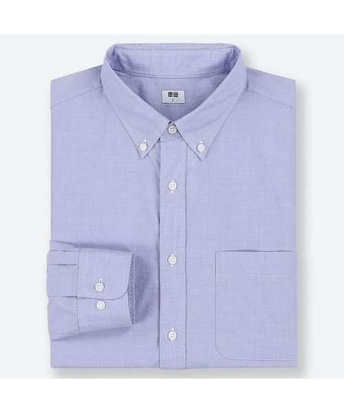 UNIQLO（ユニクロ）の「エクストラファインコットンブロードシャツ（ボタンダウン・長袖）（シャツ/ブラウス・メンズ・NAVY 69/WHITE 00/BLUE 63/GRAY 03・M/L/4XL/S/XL/3XL/XS/XXL）」の4枚目の写真