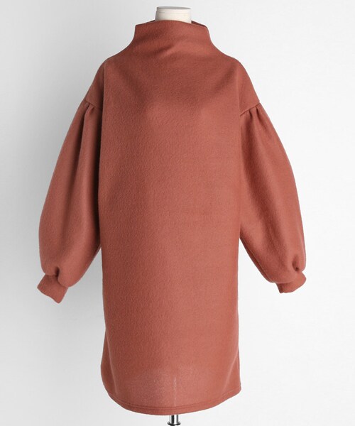 DHOLIC（ディーホリック）の「起毛ハイネックパフスリーブワンピース（ワンピース・レディース・ブラウン/グレー/ピンク・FREE）」の3枚目の写真