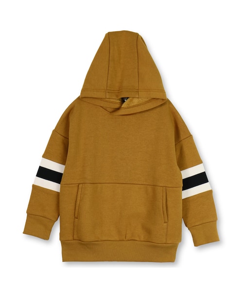 BRANSHES(ブランシェス)の「ラインリブ裏起毛フード付きトレーナー(パーカー・キッズ・ネイビーブルー/キャメル・90cm~150cm)」の2枚目の写真