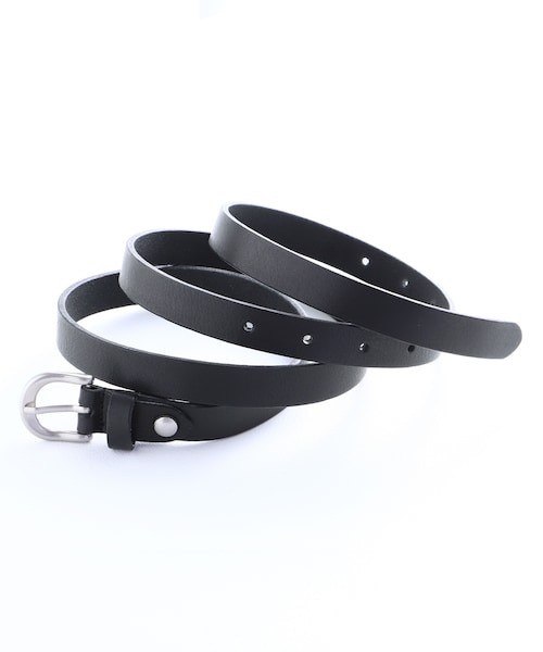 EMMA CLOTHES(エマクローズ)の「本革ロングレザーナローベルト Real Leather Slim Belt(ベルト・メンズ・ブラック・FREE)」の1枚目の写真