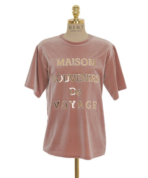 DINT（ディント）の「レタリングベロアトップス（Tシャツ/カットソー・レディース・블랙/블루/핑크・one(44~66size)）」の4枚目の写真