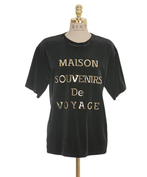 DINT（ディント）の「レタリングベロアトップス（Tシャツ/カットソー・レディース・블랙/블루/핑크・one(44~66size)）」の2枚目の写真