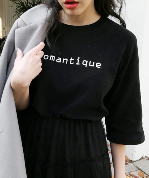 DHOLIC(ディーホリック)の「romantique半袖Tシャツ(Tシャツ/カットソー・レディース・ホワイト/グレー/ブラック・FREE)」の2枚目の写真