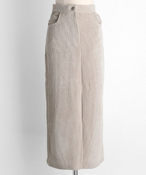 DHOLIC（ディーホリック）の「コーデュロイスリットロングスカート（スカート・レディース・イエロー/パープル/ベージュ・FREE）」の2枚目の写真