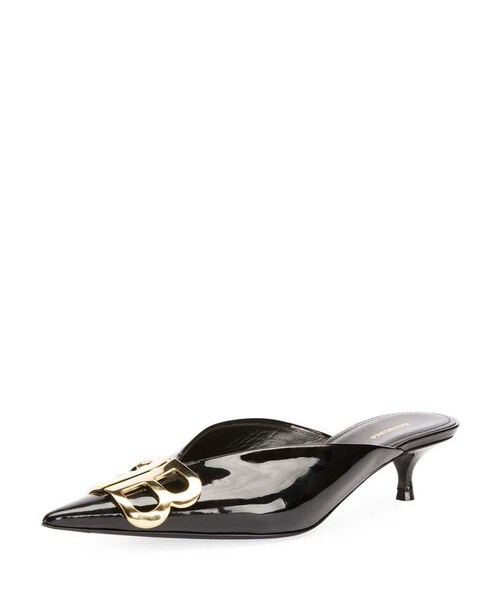 BALENCIAGA（バレンシアガ）の「Balenciaga BB Knife Patent Kitten-Heel Mules（サンダル・レディース・Black・6.5b / 36.5eu/8b / 38eu/8.5b / 38.5eu/5.5b / 35.5eu/7b / 37eu/6b / 36eu/9.5b / 39.5eu/9b / 39eu/7.5b / 37.5eu/10b / 40eu/10.5b / 40.5eu/5b / 35eu）」の4枚目の写真