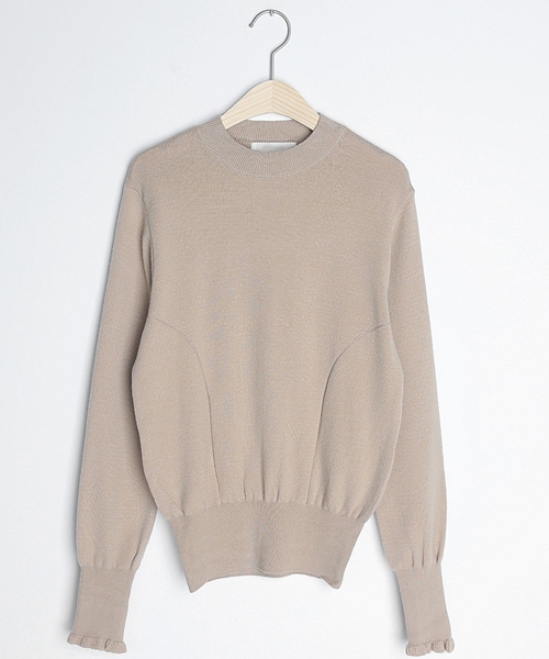 DHOLIC(ディーホリック)の「フリルヘムスリーブニット(ニット/セーター・レディース・ブルー/ホワイト/ブラック/ベージュ・FREE)」の4枚目の写真