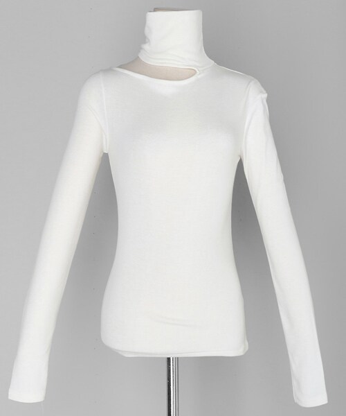 DHOLIC（ディーホリック）の「サイドカットハイネックスリムTシャツ（Tシャツ/カットソー・レディース・ブラック/ブラウン/グレー/ホワイト・FREE）」の2枚目の写真