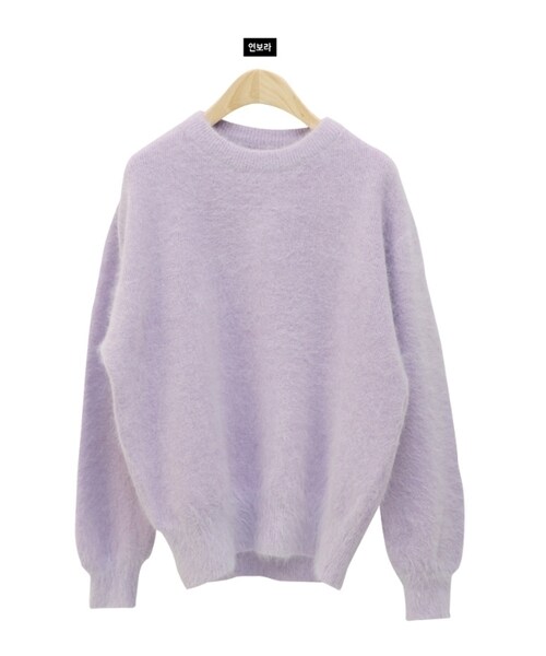 Dailyabout（デイリーアバウト）の「ラウンドネックアンゴラブレンドニット（ニット/セーター・レディース・ブラウン/イエロー/パープル/グリーン/ブルー・FREE）」の4枚目の写真