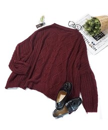 Tiffee SELECT | アラン×ケーブルニットドルマンチュニックセーター(ニット/セーター)