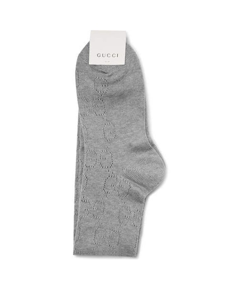 GUCCI(グッチ)の「Gucci Striped Logo-Jacquard Cotton-Blend Socks(ソックス/靴下・メンズ・Gray・M/L)」の2枚目の写真