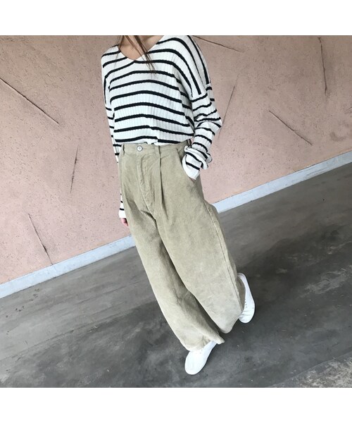 copine（コピン）の「コーデュロイハイウエストワイドパンツ（4color）【クリックポスト対象商品】（その他パンツ・レディース・その他）」の8枚目の写真