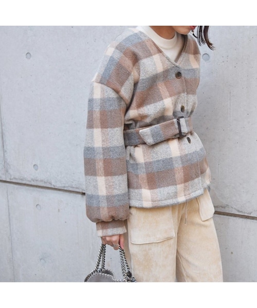 no brand（ノーブランド）の「[ RE-ARRIVAL ] カラーチェックウールブルゾン（ブルゾン・レディース・その他）」の2枚目の写真