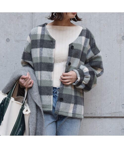 no brand（ノーブランド）の「[ RE-ARRIVAL ] カラーチェックウールブルゾン（ブルゾン・レディース・その他）」の10枚目の写真