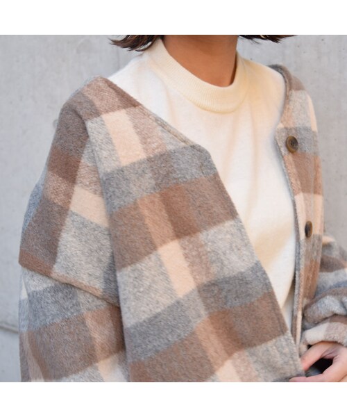 no brand（ノーブランド）の「[ RE-ARRIVAL ] カラーチェックウールブルゾン（ブルゾン・レディース・その他）」の5枚目の写真