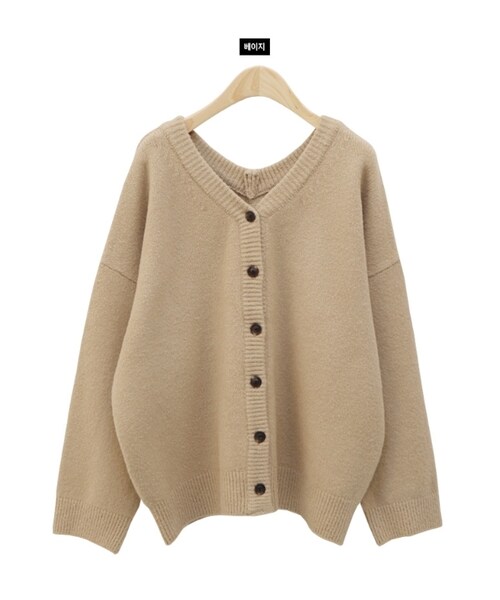 Dailyabout(デイリーアバウト)の「Vネックルーズカーディガン(カーディガン/ボレロ・レディース・ピンク/ベージュ/グリーン/ブラック・FREE)」の3枚目の写真