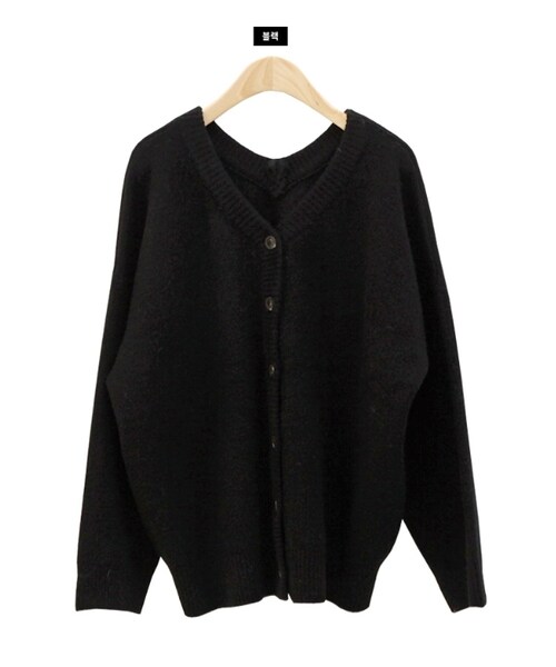 Dailyabout(デイリーアバウト)の「Vネックルーズカーディガン(カーディガン/ボレロ・レディース・ピンク/ベージュ/グリーン/ブラック・FREE)」の2枚目の写真