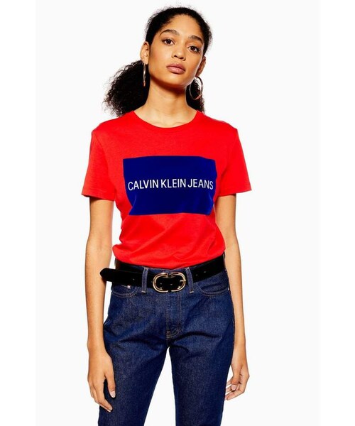 calvin klein flock logo t shirt