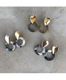 copine | 再入荷！マーブルサークルデザインピアス（3type）【クリックポスト対象商品】(ピアス（両耳用）)