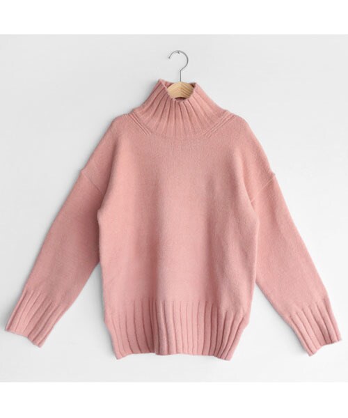 DHOLIC（ディーホリック）の「リブヘムハイネックニット（ニット/セーター・レディース・ホワイト/ベージュ/ピンク/ブラック/ブルー・FREE）」の5枚目の写真