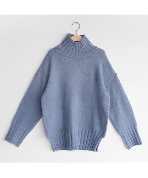 DHOLIC（ディーホリック）の「リブヘムハイネックニット（ニット/セーター・レディース・ホワイト/ベージュ/ピンク/ブラック/ブルー・FREE）」の4枚目の写真