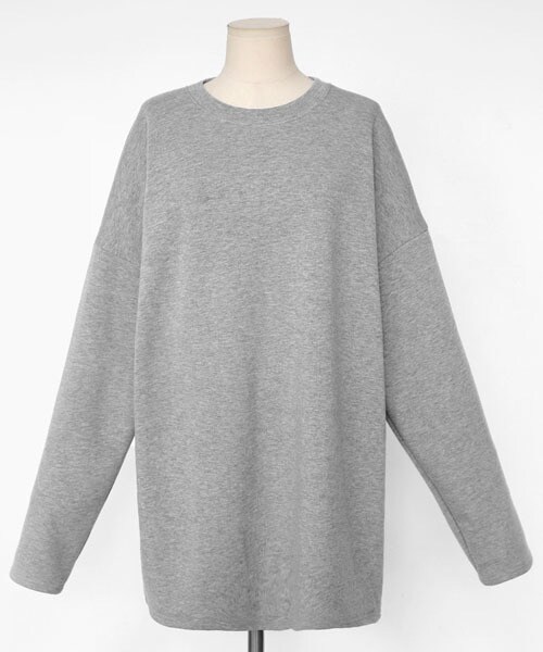 DHOLIC（ディーホリック）の「裏起毛ラウンドネックTシャツ（Tシャツ/カットソー・レディース・ホワイト/ブルー/ブラック/グレー/ブラウン・FREE）」の3枚目の写真