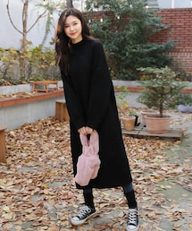 DHOLIC | ハイネックリブニットワンピース(ワンピース)