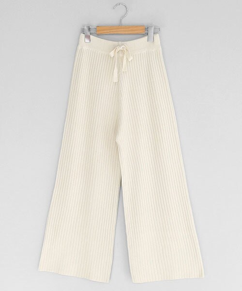 DHOLIC(ディーホリック)の「ストリングリブニットワイドパンツ(その他パンツ・レディース・ホワイト/ブラウン/ブラック/グレー・FREE)」の1枚目の写真