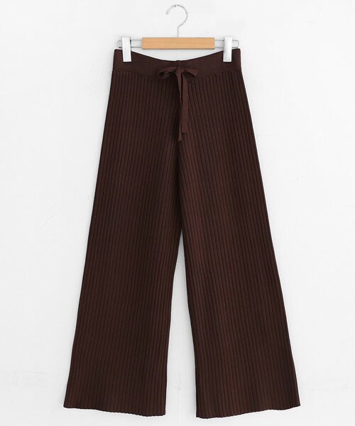 DHOLIC(ディーホリック)の「ストリングリブニットワイドパンツ(その他パンツ・レディース・ホワイト/ブラウン/ブラック/グレー・FREE)」の4枚目の写真