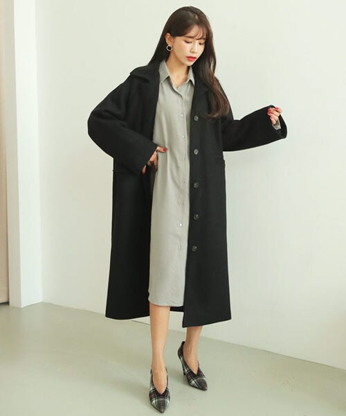 DHOLIC（ディーホリック）の「ラグランスリーブボクシーロングコート（その他アウター・レディース・グリーン/ブラウン/その他/グレー/ブラック・FREE）」の2枚目の写真