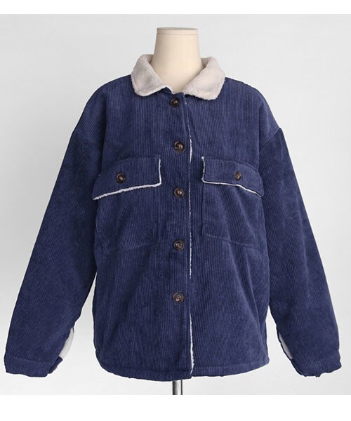 DHOLIC（ディーホリック）の「ボアライニングコーデュロイジャケット（その他アウター・レディース・ブラウン/ブルー/ピンク/ブラック/ホワイト・FREE）」の4枚目の写真