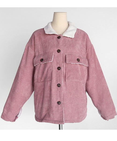 DHOLIC（ディーホリック）の「ボアライニングコーデュロイジャケット（その他アウター・レディース・ブラウン/ブルー/ピンク/ブラック/ホワイト・FREE）」の5枚目の写真