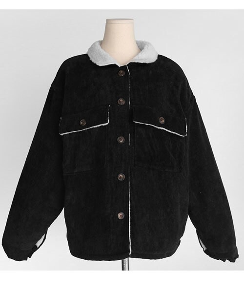 DHOLIC（ディーホリック）の「ボアライニングコーデュロイジャケット（その他アウター・レディース・ブラウン/ブルー/ピンク/ブラック/ホワイト・FREE）」の3枚目の写真