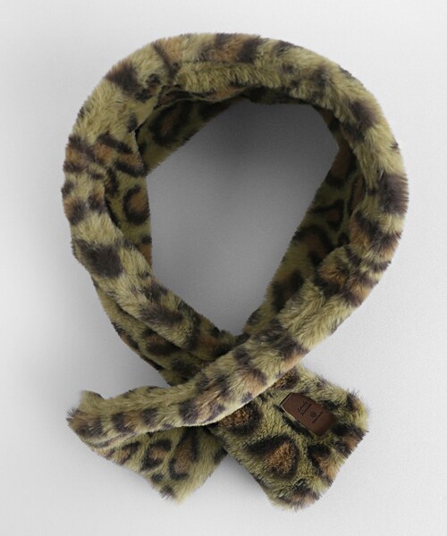 DHOLIC（ディーホリック）の「レオパードファークロスマフラー（マフラー・レディース・ベージュ/ブルー/グリーン/ピンク・FREE）」の2枚目の写真