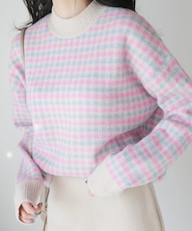 DHOLIC | チェックラウンドネックニット(ニット/セーター)