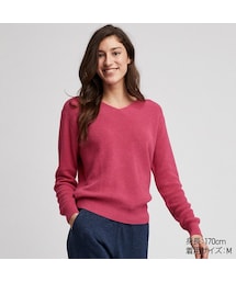 UNIQLO | コットンカシミヤVネックセーター（長袖）(ニット/セーター)