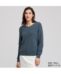 UNIQLO | コットンカシミヤVネックセーター（長袖）(ニット/セーター)