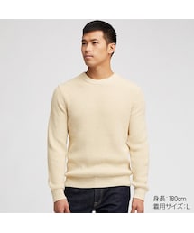 UNIQLO | ミドルゲージアゼクルーネックセーター（長袖）(ニット/セーター)
