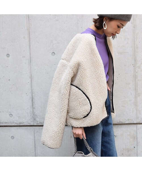 no brand（ノーブランド）の「[ RE-ARRIVAL ]パイピングボアブルゾン（ブルゾン・レディース・その他）」の9枚目の写真