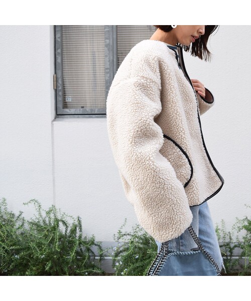 no brand（ノーブランド）の「[ RE-ARRIVAL ]パイピングボアブルゾン（ブルゾン・レディース・その他）」の4枚目の写真