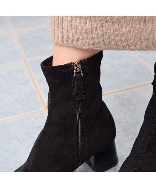 no brand（ノーブランド）の「チャンキーヒールソックスブーツ（ブーツ・レディース・その他）」の3枚目の写真