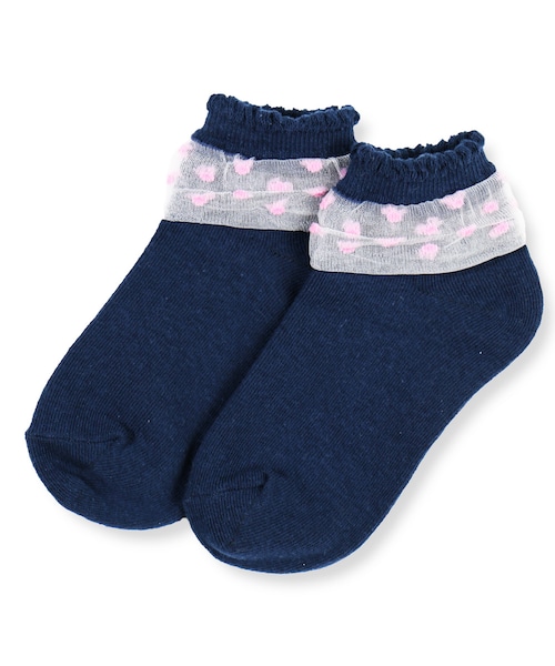 BRANSHES（ブランシェス）の「チュールドット柄ソックス（ソックス/靴下・キッズ・ベージュ/ネイビーブルー・9cm～21cm）」の2枚目の写真