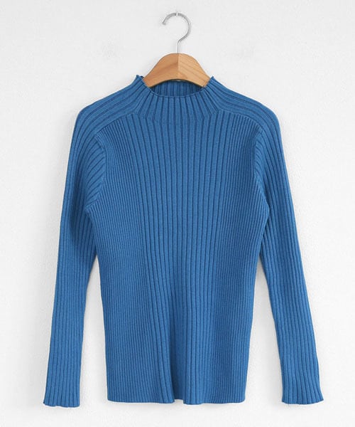 DHOLIC（ディーホリック）の「ハーフネックリブニット（ニット/セーター・レディース・ベージュ/ブラウン/ブルー/ブラック・FREE）」の4枚目の写真