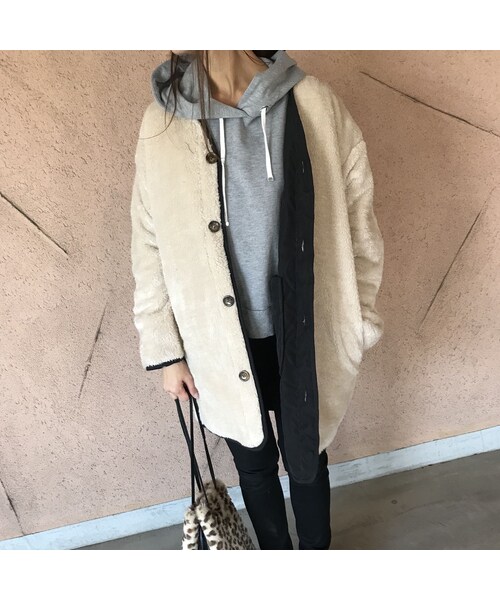 copine（コピン）の「再々入荷！大人気シリーズ！リバーシブルボア・キルティングミドル丈コート（2color）（その他アウター・レディース・その他）」の7枚目の写真