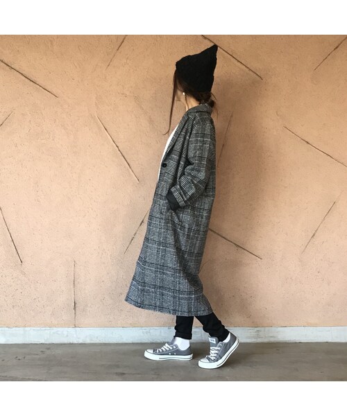 copine(コピン)の「大人カジュアル!!グレンチェックロングチェスターコート(チェスターコート・レディース・その他)」の2枚目の写真