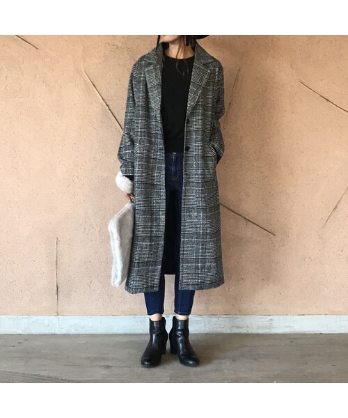copine(コピン)の「大人カジュアル!!グレンチェックロングチェスターコート(チェスターコート・レディース・その他)」の6枚目の写真